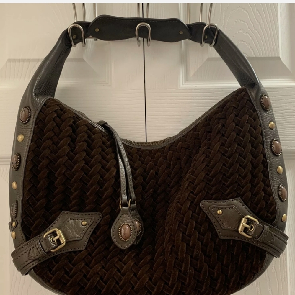 🛍COLE HAAN VILLAGE WEAVE VELVET BOHO HOBO